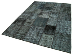 Kırk Yama Siyah Patchwork Pamuk Yün El Dokuma Halısı 174x242 Agacan