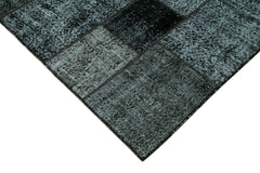 Kırk Yama Siyah Patchwork Pamuk Yün El Dokuma Halısı 174x242 Agacan