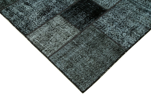 Kırk Yama Siyah Patchwork Pamuk Yün El Dokuma Halısı 174x242 Agacan