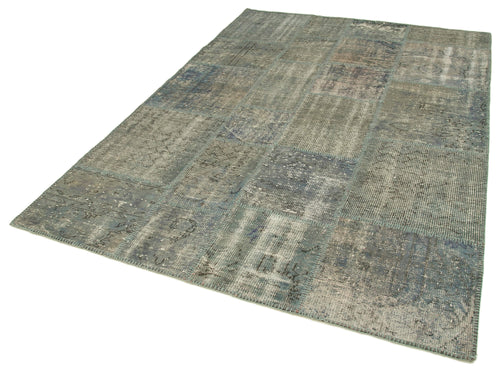 Kırk Yama Gri Patchwork Pamuk Yün El Dokuma Halısı 176x245 Agacan