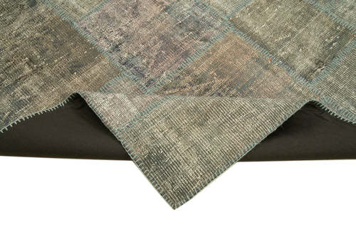 Kırk Yama Gri Patchwork Pamuk Yün El Dokuma Halısı 176x245 Agacan