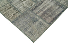Kırk Yama Gri Patchwork Pamuk Yün El Dokuma Halısı 177x247 Agacan