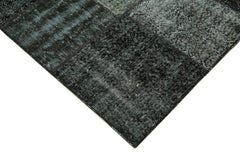 Kırk Yama Siyah Patchwork Pamuk Yün El Dokuma Halısı 170x238 Agacan