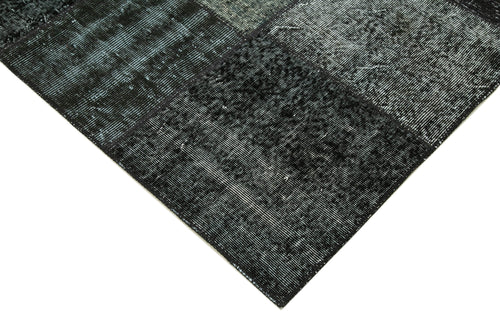 Kırk Yama Siyah Patchwork Pamuk Yün El Dokuma Halısı 170x238 Agacan