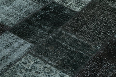 Kırk Yama Siyah Patchwork Pamuk Yün El Dokuma Halısı 170x238 Agacan
