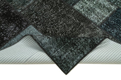 Kırk Yama Siyah Patchwork Pamuk Yün El Dokuma Halısı 170x238 Agacan