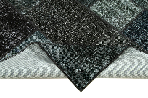 Kırk Yama Siyah Patchwork Pamuk Yün El Dokuma Halısı 170x238 Agacan