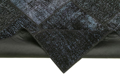 Kırk Yama Siyah Patchwork Pamuk Yün El Dokuma Halısı 171x243 Agacan