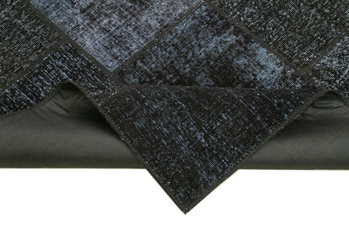 Kırk Yama Siyah Patchwork Pamuk Yün El Dokuma Halısı 171x243 Agacan