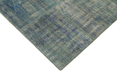 Kırk Yama Mavi Patchwork Pamuk Yün El Dokuma Halısı 176x244 Agacan