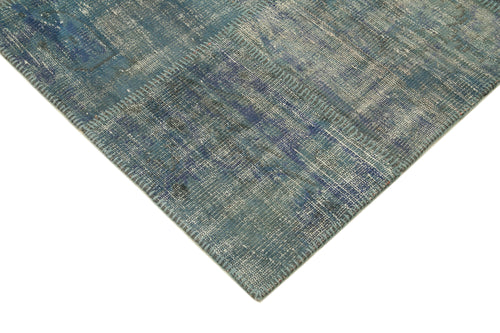 Kırk Yama Mavi Patchwork Pamuk Yün El Dokuma Halısı 176x244 Agacan