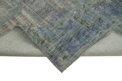 Kırk Yama Mavi Patchwork Pamuk Yün El Dokuma Halısı 176x244 Agacan