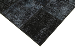 Kırk Yama Siyah Patchwork Pamuk Yün El Dokuma Halısı 165x243 Agacan