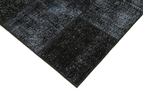 Kırk Yama Siyah Patchwork Pamuk Yün El Dokuma Halısı 165x243 Agacan