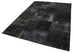 Kırk Yama Siyah Patchwork Pamuk Yün El Dokuma Halısı 172x241 Agacan