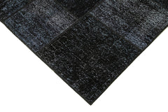 Kırk Yama Siyah Patchwork Pamuk Yün El Dokuma Halısı 172x241 Agacan