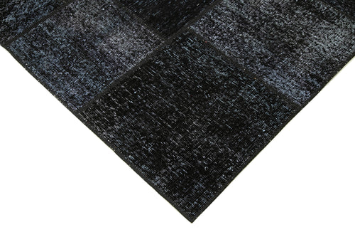 Kırk Yama Siyah Patchwork Pamuk Yün El Dokuma Halısı 172x241 Agacan