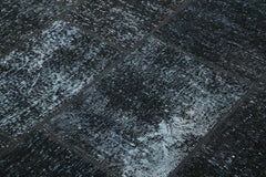 Kırk Yama Siyah Patchwork Pamuk Yün El Dokuma Halısı 172x241 Agacan