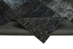 Kırk Yama Siyah Patchwork Pamuk Yün El Dokuma Halısı 172x241 Agacan