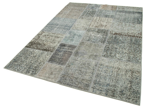 Kırk Yama Gri Patchwork Pamuk Yün El Dokuma Halısı 170x240 Agacan