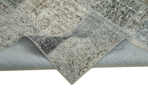 Kırk Yama Gri Patchwork Pamuk Yün El Dokuma Halısı 170x240 Agacan