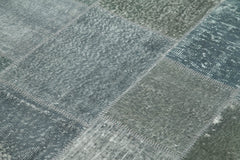 Kırk Yama Gri Patchwork Pamuk Yün El Dokuma Halısı 171x239 Agacan