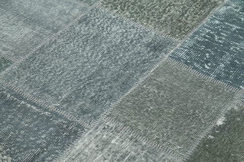 Kırk Yama Gri Patchwork Pamuk Yün El Dokuma Halısı 171x239 Agacan