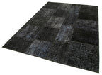 Kırk Yama Siyah Patchwork Pamuk Yün El Dokuma Halısı 171x247 Agacan
