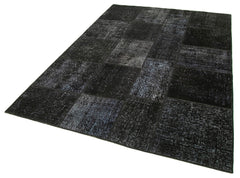 Kırk Yama Siyah Patchwork Pamuk Yün El Dokuma Halısı 171x247 Agacan