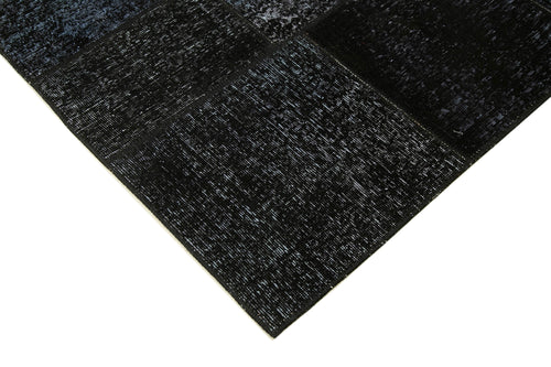 Kırk Yama Siyah Patchwork Pamuk Yün El Dokuma Halısı 171x247 Agacan