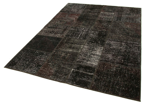 Kırk Yama Kahverengi Patchwork Pamuk Yün El Dokuma Halısı 171x237 Agacan