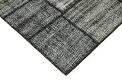 Kırk Yama Siyah Patchwork Pamuk Yün El Dokuma Halısı 180x250 Agacan