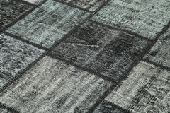 Kırk Yama Siyah Patchwork Pamuk Yün El Dokuma Halısı 180x250 Agacan