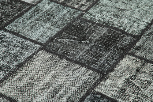 Kırk Yama Siyah Patchwork Pamuk Yün El Dokuma Halısı 180x250 Agacan