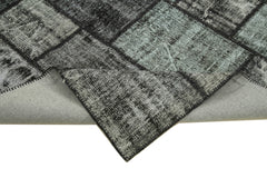 Kırk Yama Siyah Patchwork Pamuk Yün El Dokuma Halısı 180x250 Agacan