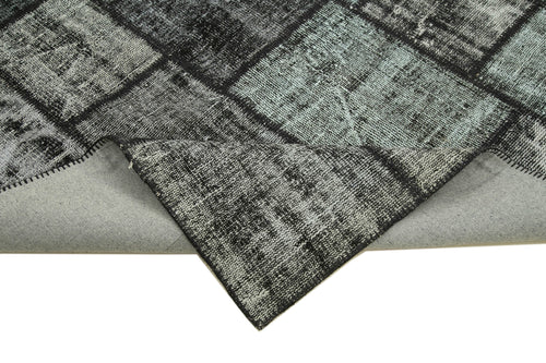 Kırk Yama Siyah Patchwork Pamuk Yün El Dokuma Halısı 180x250 Agacan