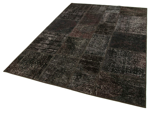 Kırk Yama Kahverengi Patchwork Pamuk Yün El Dokuma Halısı 169x238 Agacan