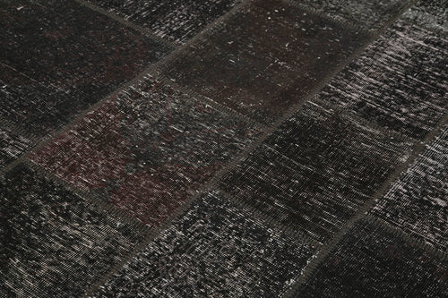 Kırk Yama Kahverengi Patchwork Pamuk Yün El Dokuma Halısı 169x238 Agacan