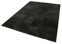 Kırk Yama Siyah Patchwork Pamuk Yün El Dokuma Halısı 172x241 Agacan