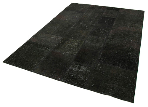Kırk Yama Siyah Patchwork Pamuk Yün El Dokuma Halısı 172x241 Agacan
