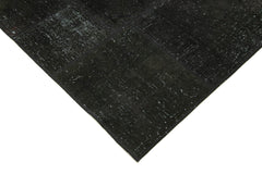 Kırk Yama Siyah Patchwork Pamuk Yün El Dokuma Halısı 172x241 Agacan