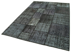 Kırk Yama Siyah Patchwork Pamuk Yün El Dokuma Halısı 171x246 Agacan