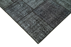 Kırk Yama Siyah Patchwork Pamuk Yün El Dokuma Halısı 171x246 Agacan