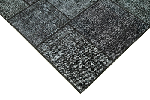 Kırk Yama Siyah Patchwork Pamuk Yün El Dokuma Halısı 171x246 Agacan