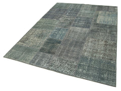 Kırk Yama Gri Patchwork Pamuk Yün El Dokuma Halısı 172x240 Agacan