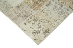Kırk Yama Bej Patchwork Pamuk Yün El Dokuma Halısı 173x239 Agacan