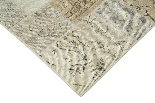 Kırk Yama Bej Patchwork Pamuk Yün El Dokuma Halısı 173x239 Agacan