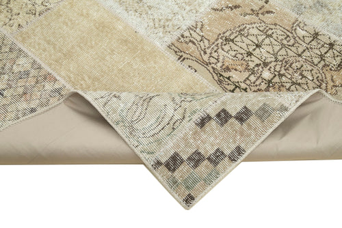 Kırk Yama Bej Patchwork Pamuk Yün El Dokuma Halısı 173x239 Agacan