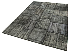 Kırk Yama Siyah Patchwork Pamuk Yün El Dokuma Halısı 176x245 Agacan