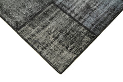 Kırk Yama Siyah Patchwork Pamuk Yün El Dokuma Halısı 176x245 Agacan
